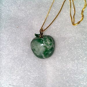 Boho Tree Agate Apple 🍎 Gold Plated over Sterling Silver 24” Neckl…